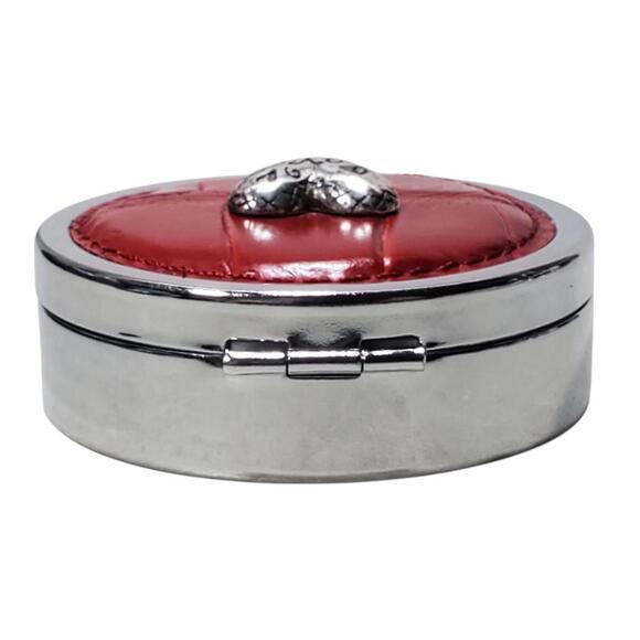 BRIGHTON PILL BOX Love Beat COLLECTION Red W/ Silver Heart - Picture 4 of 10